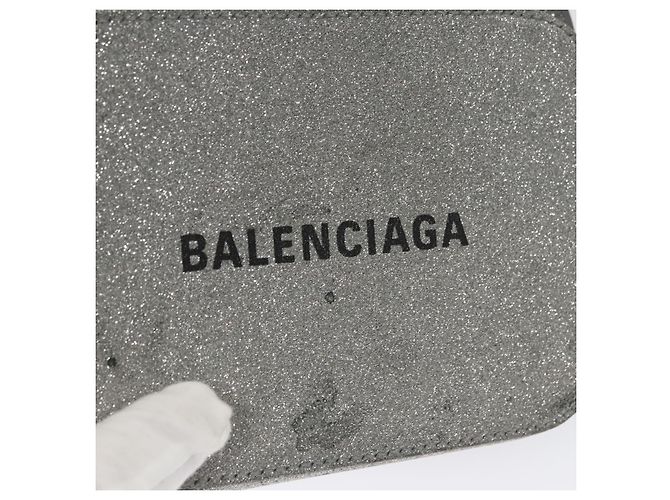 Borsa a tracolla BALENCIAGA Borsa per fotocamera in pelle argento 552372 Auth bs20585 - vista 15