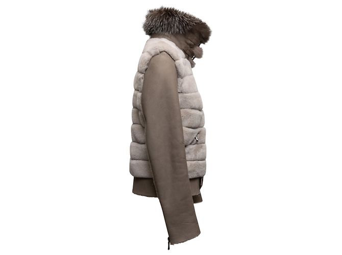 Autre Marque Grey Natacha & Vanessa Rabbit Fur & Fox Fox Zip Jacket Size FR 38 - view 3