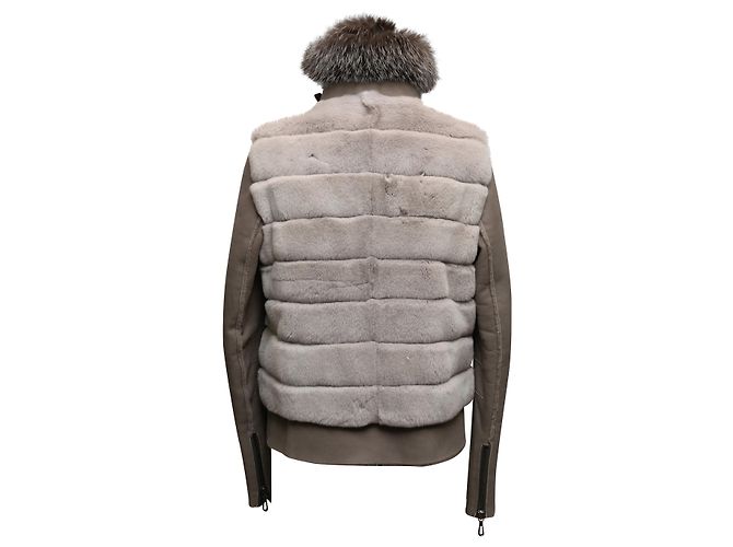 Autre Marque Grey Natacha & Vanessa Rabbit Fur & Fox Fox Zip Jacket Size FR 38 - view 4