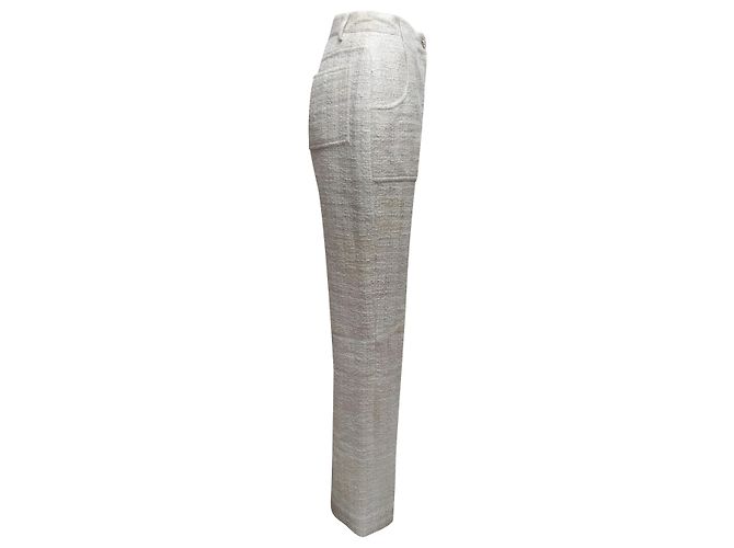 Pantalones CHANEL T.FR 38 Algodón Blanco - vista 2