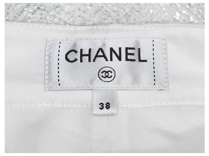 Pantalones CHANEL T.FR 38 Algodón Blanco - vista 4