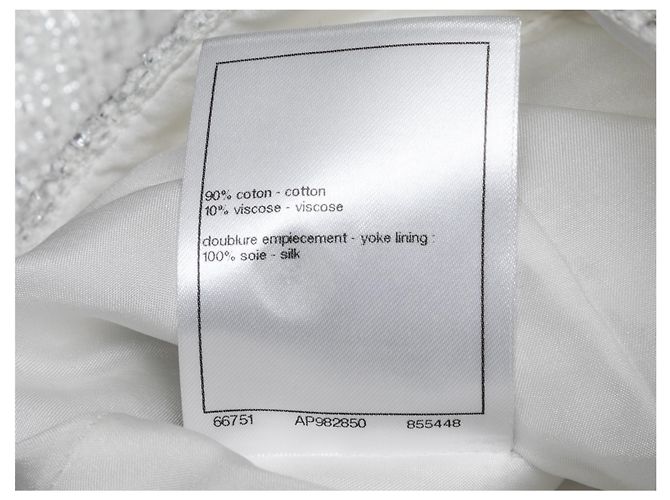 Pantalones CHANEL T.FR 38 Algodón Blanco - vista 5
