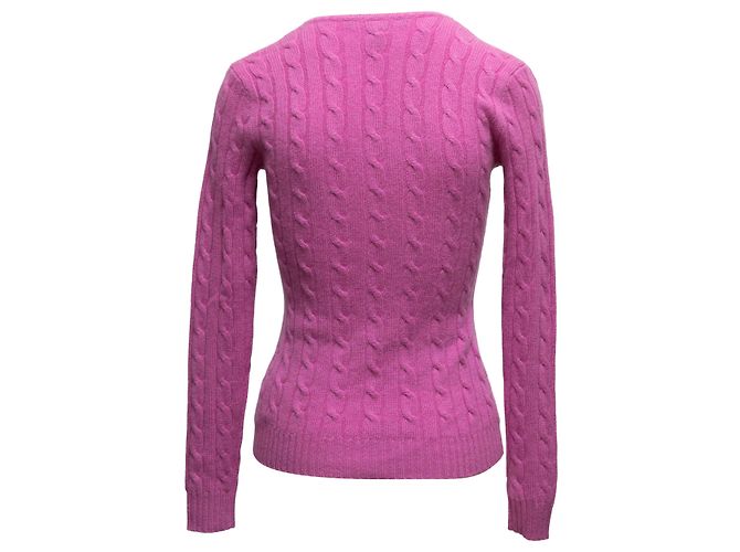 Magenta Ralph Lauren Black Label Kabelstrick Cashmere Pullover Größe US XS - Ansicht 3