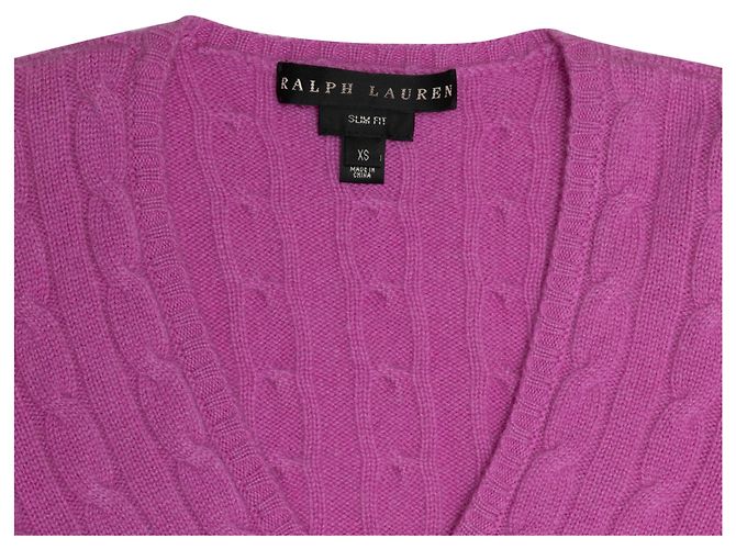 Magenta Ralph Lauren Black Label Kabelstrick Cashmere Pullover Größe US XS - Ansicht 4