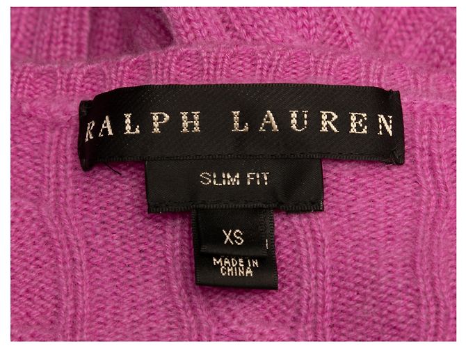 Magenta Ralph Lauren Black Label Kabelstrick Cashmere Pullover Größe US XS - Ansicht 5