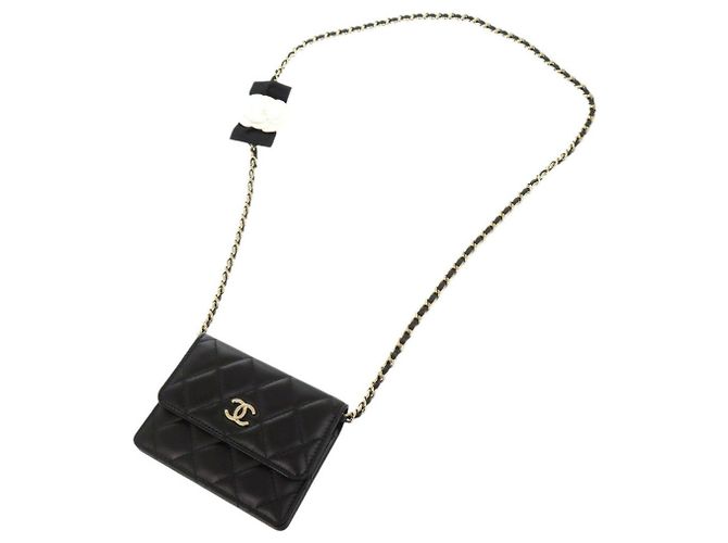 Wallet On Chain Cartera Chanel Con Cadena Negro - vista 3