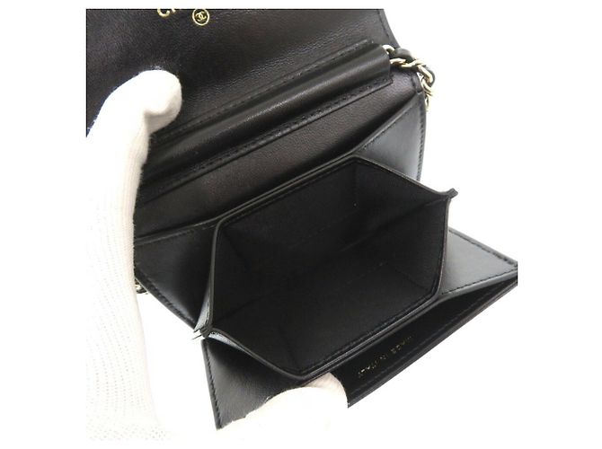 Wallet On Chain Cartera Chanel Con Cadena Negro - vista 6