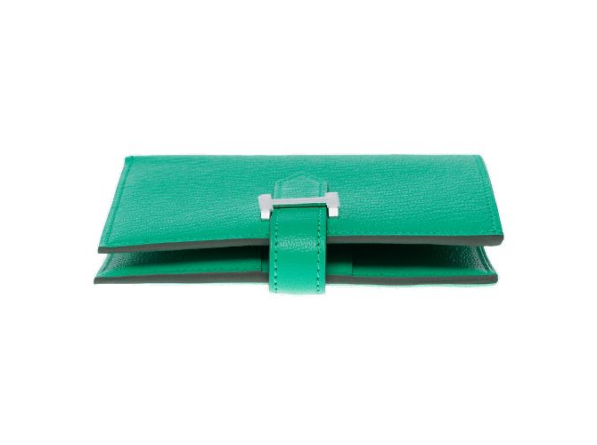 Béarn Hermès Accessorio HERMES Bearn in Pelle Verde - 102300 - vista 10