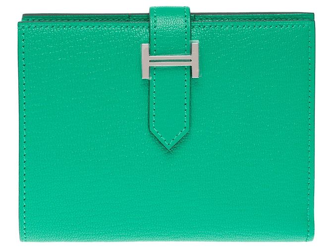 Béarn Hermès Accessorio HERMES Bearn in Pelle Verde - 102300 - vista 3
