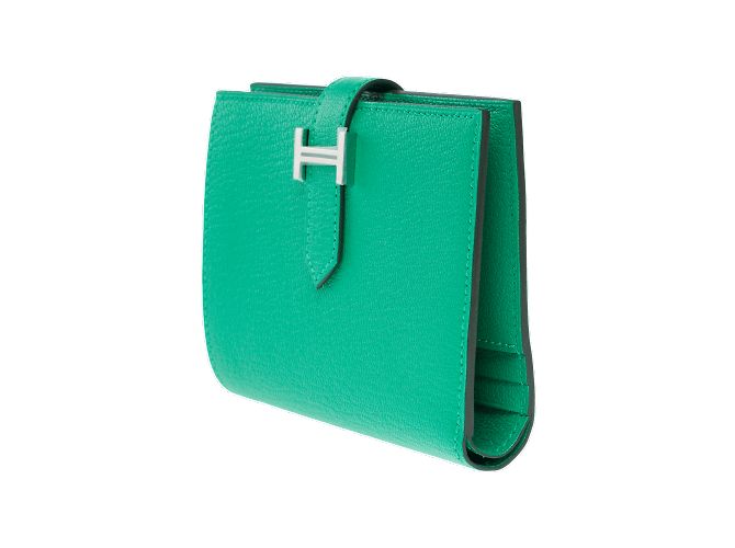 Béarn Hermès Accessorio HERMES Bearn in Pelle Verde - 102300 - vista 5