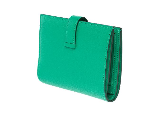 Béarn Hermès Accessorio HERMES Bearn in Pelle Verde - 102300 - vista 6