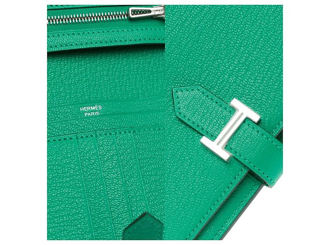 Béarn Hermès Accessorio HERMES Bearn in Pelle Verde - 102300 - vista 7