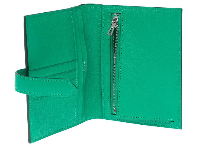 Béarn Hermès Accessorio HERMES Bearn in Pelle Verde - 102300 - vista 9