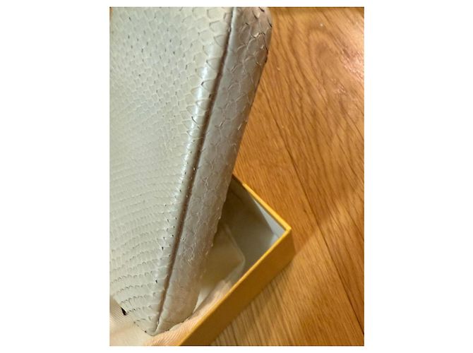 Fendi Micro-Baguette aus Python und Pelz Eggshell Aus weiß - Ansicht 5