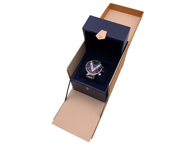 Louis Vuitton Reloj cronógrafo automático Tambour Damier Cobalt Plata - vista 2