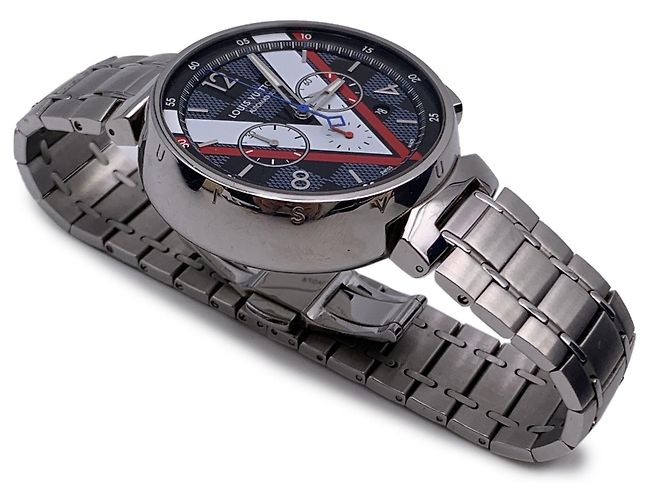 Louis Vuitton Reloj cronógrafo automático Tambour Damier Cobalt Plata - vista 5
