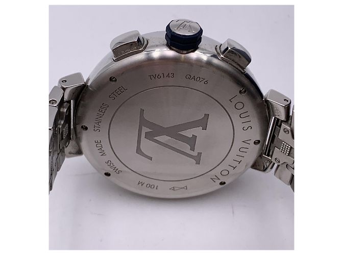 Louis Vuitton Reloj cronógrafo automático Tambour Damier Cobalt Plata - vista 6