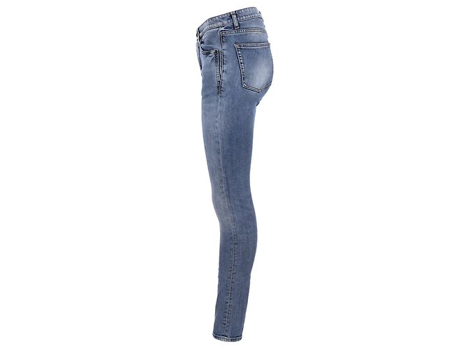 Jeans ajustados de denim azul con logo bordado de Saint Laurent Azul claro - vista 2