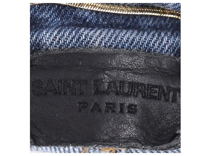 Jeans ajustados de denim azul con logo bordado de Saint Laurent Azul claro - vista 4