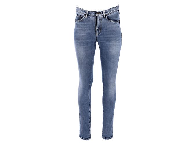 Jeans ajustados de denim azul con logo bordado de Saint Laurent Azul claro - vista 5