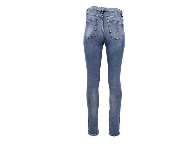 Jeans ajustados de denim azul con logo bordado de Saint Laurent Azul claro - vista 7
