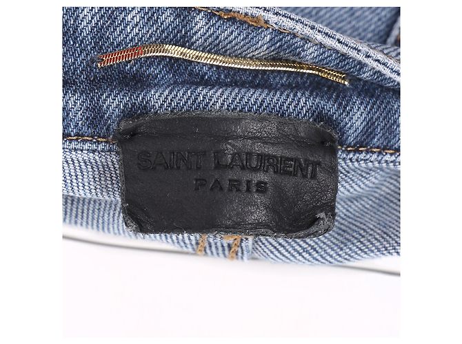 Jeans ajustados de denim azul con logo bordado de Saint Laurent Azul claro - vista 8