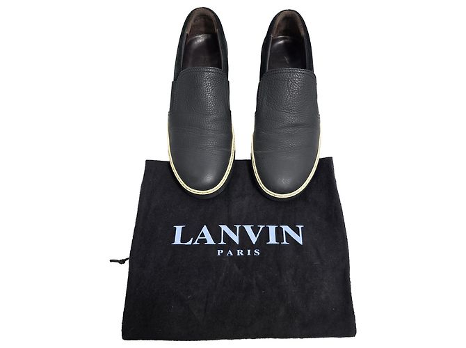 Sneakers Slip-On Lanvin in pelle nera e camoscio - vista 10