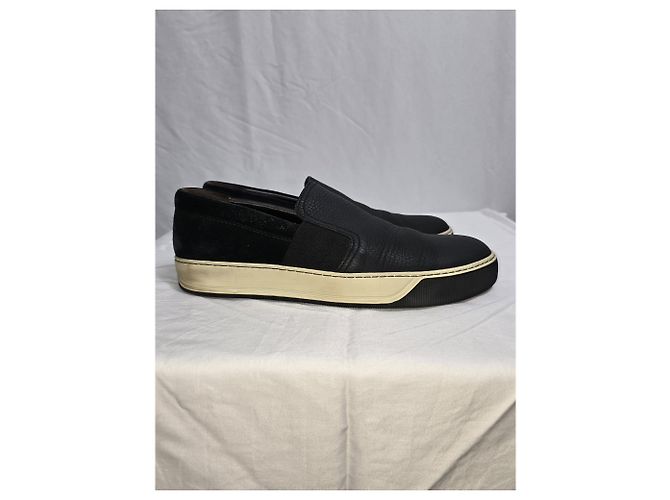 Sneakers Slip-On Lanvin in pelle nera e camoscio - vista 11