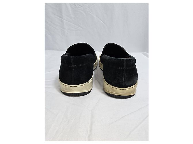 Sneakers Slip-On Lanvin in pelle nera e camoscio - vista 13
