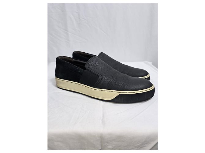 Sneakers Slip-On Lanvin in pelle nera e camoscio - vista 14