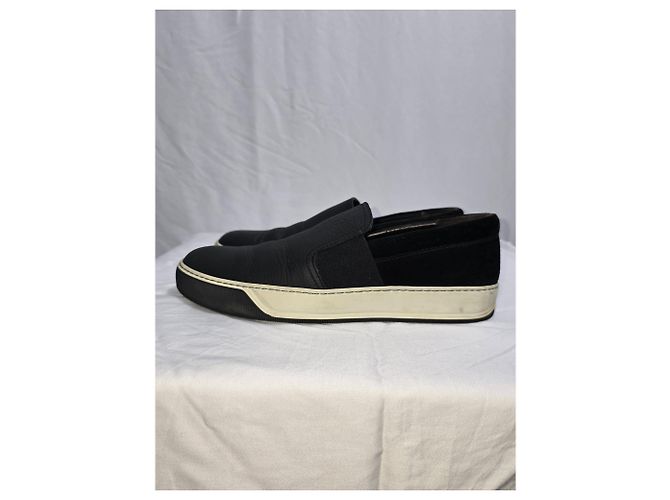 Sneakers Slip-On Lanvin in pelle nera e camoscio - vista 15