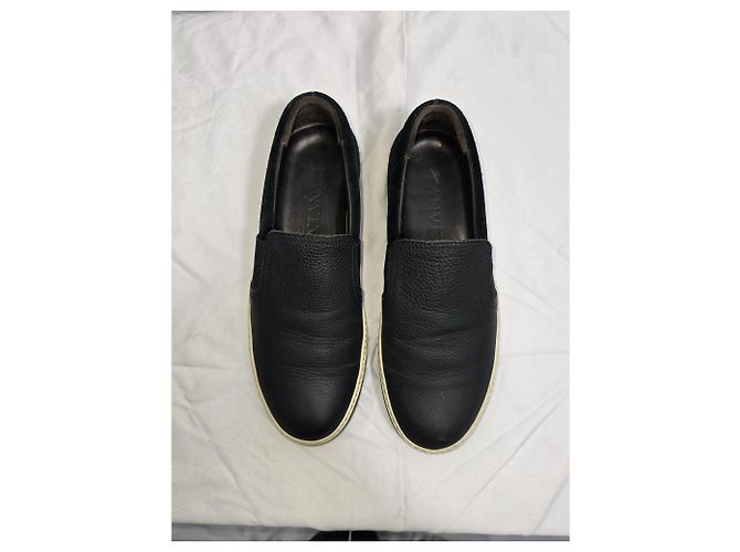 Sneakers Slip-On Lanvin in pelle nera e camoscio - vista 18