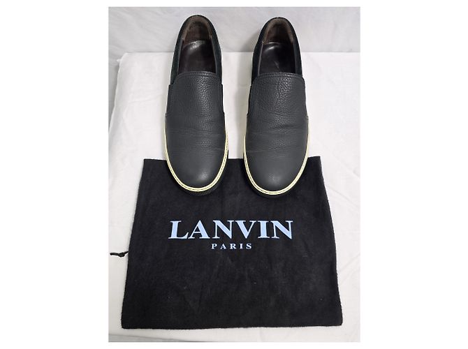 Sneakers Slip-On Lanvin in pelle nera e camoscio - vista 20