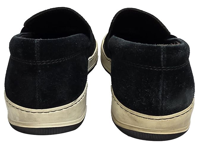 Sneakers Slip-On Lanvin in pelle nera e camoscio - vista 3