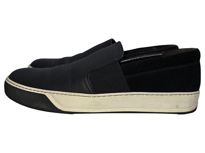 Sneakers Slip-On Lanvin in pelle nera e camoscio - vista 5