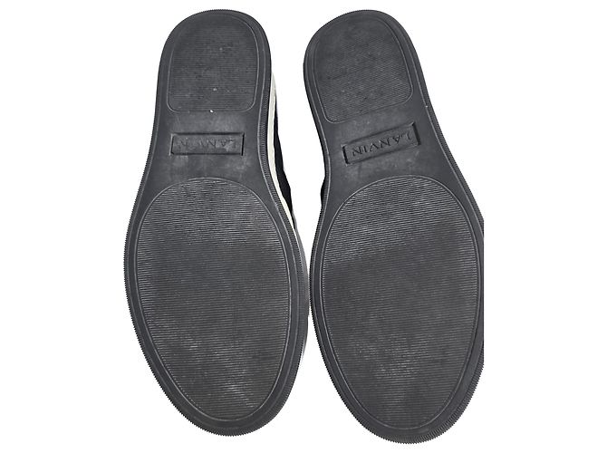 Sneakers Slip-On Lanvin in pelle nera e camoscio - vista 7