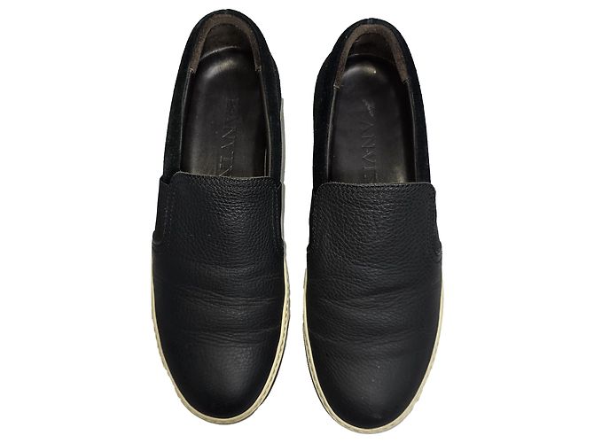 Sneakers Slip-On Lanvin in pelle nera e camoscio - vista 8