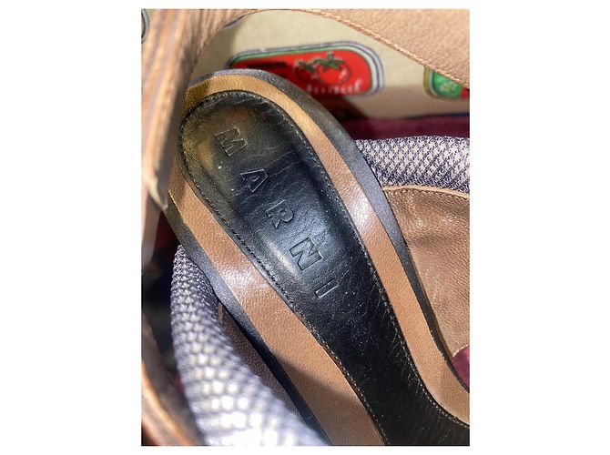 Marni Platform Heels Brown Leather Ankle Strap - view 7