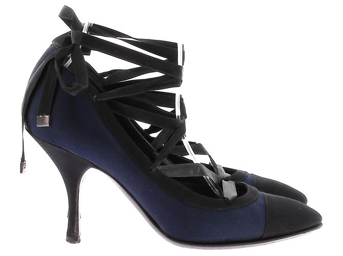 Tacchi CHANEL T.EU 38 Tessuto Blu navy - vista 2