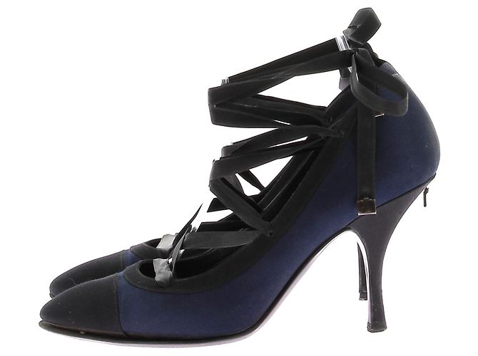 Tacchi CHANEL T.EU 38 Tessuto Blu navy - vista 3