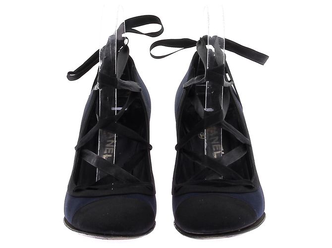 Tacchi CHANEL T.EU 38 Tessuto Blu navy - vista 4