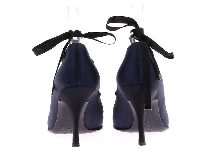 Tacchi CHANEL T.EU 38 Tessuto Blu navy - vista 5