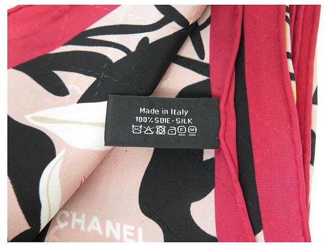 NOVE SCIARPA CHANEL FIORI GIGLIO LOGO CC QUADRATO 90 SETA ROSA - vista 10