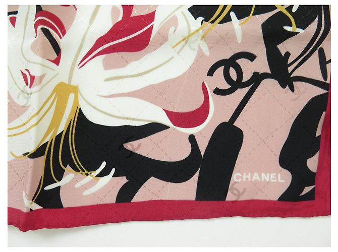 NOVE SCIARPA CHANEL FIORI GIGLIO LOGO CC QUADRATO 90 SETA ROSA - vista 7
