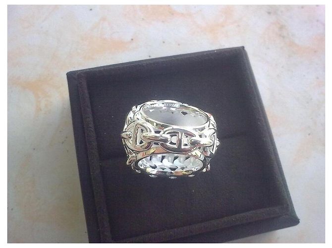 Hermès Anillo de Cadena de Ancla Multicadena Plata - vista 4