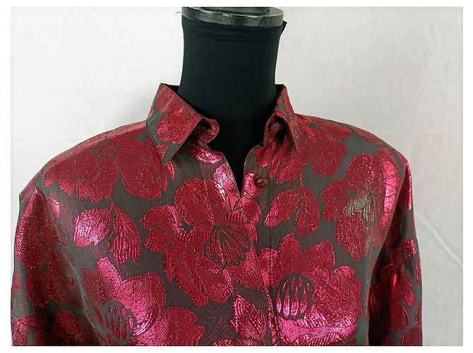 Camisa de seda Genny para atuendo de teatro Negro Roja - vista 4