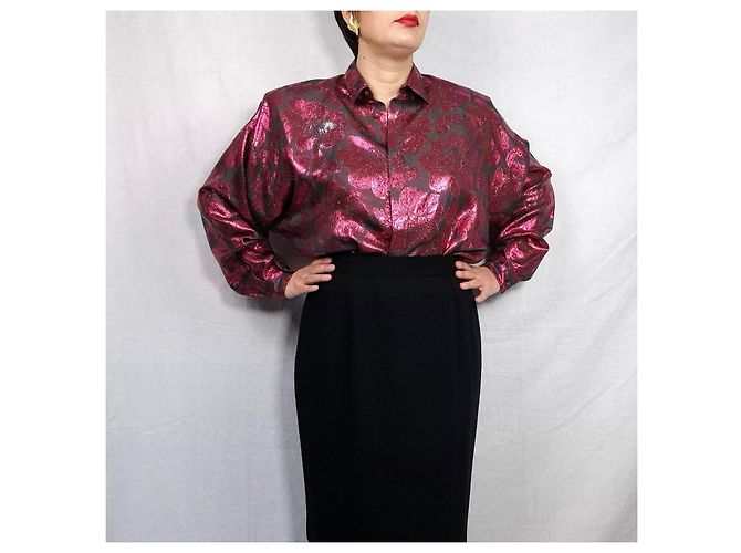 Camisa de seda Genny para atuendo de teatro Negro Roja - vista 6