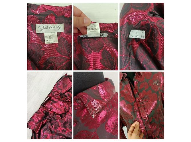 Camisa de seda Genny para atuendo de teatro Negro Roja - vista 9