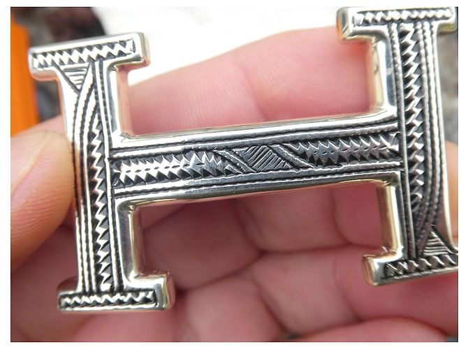 Hermès Touareg belt buckle in solid silver with box and dustbag Silvery - view 7