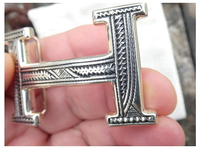 Hermès Touareg belt buckle in solid silver with box and dustbag Silvery - view 8